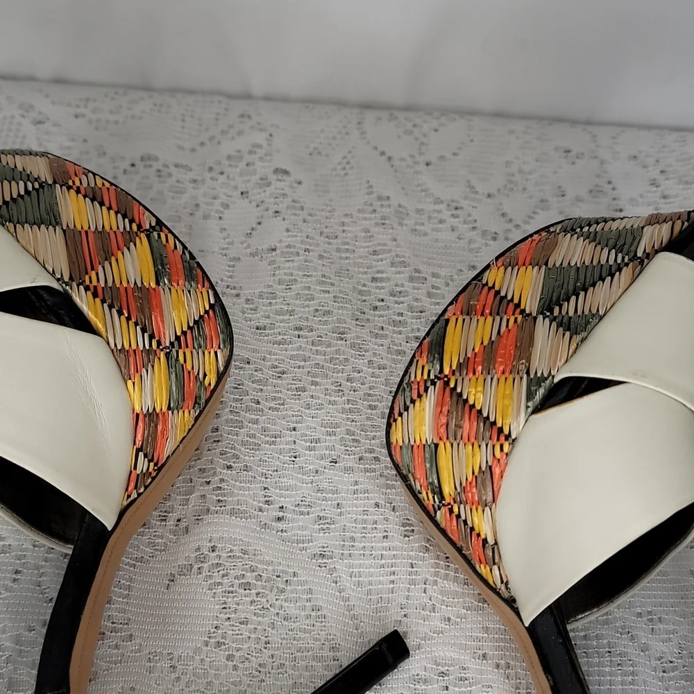 NWOT Sam Edelman Mason woven leather platform black sexy sandal heels sz 10